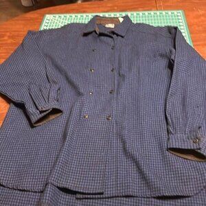 The Woolrich Woman Blue & Brown Houndstooth Wool Blend Snap Button Shirt Size 16